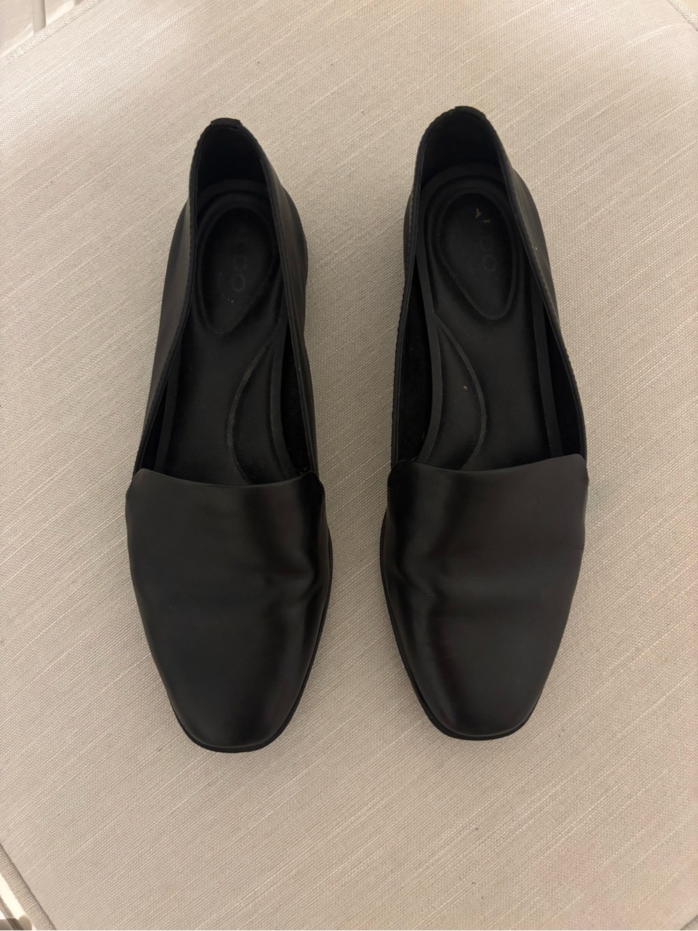Aldo Black Square-Toe Slip-On Flats